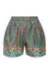 Etro Paisley Silk Shorts With Intricate Hem Detailing In Multicolour