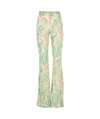Etro Flared Viscose Pants With Vibrant Floral Pattern In Green