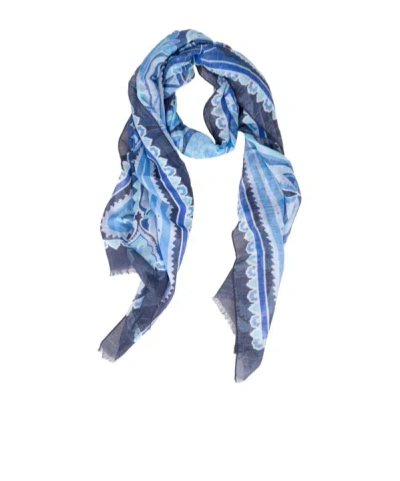 Etro Paisley-printed Frayed Edge Scarf In Blue