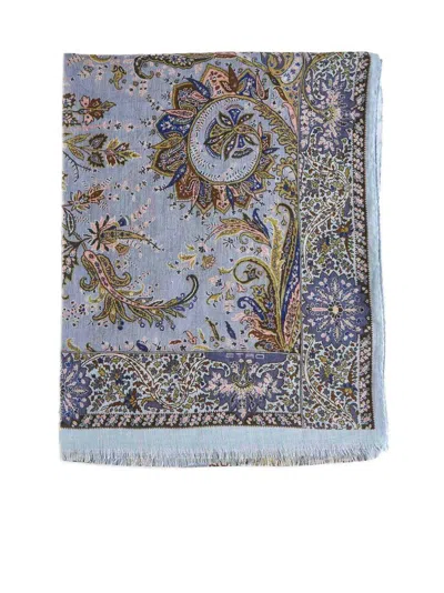 Etro Paisley Printed Frayed In Multi