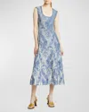 Etro Paisley Printed Knitwear Midi Dress In Lt Bluegrey