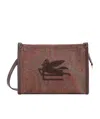Etro Paisley-pattern Logo-embroidered Clutch Bag In Brown