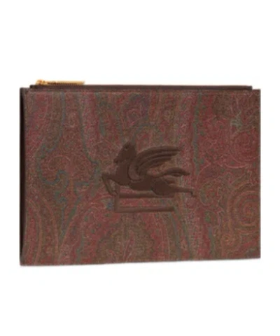 ETRO ETRO PAISLEY PRINTED LOGO EMBROIDERED POUCH