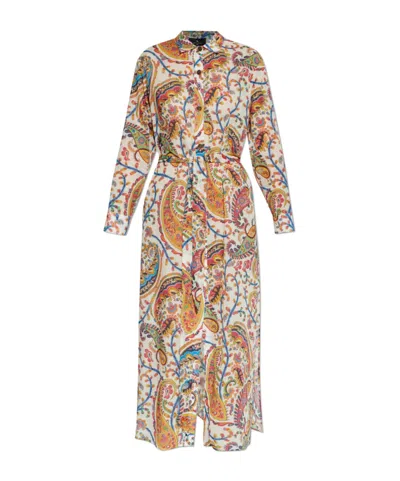 Etro Paisley Printed Midi Dress In Brown