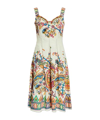 Etro Paisley-printed Pleated Midi Dress In Black