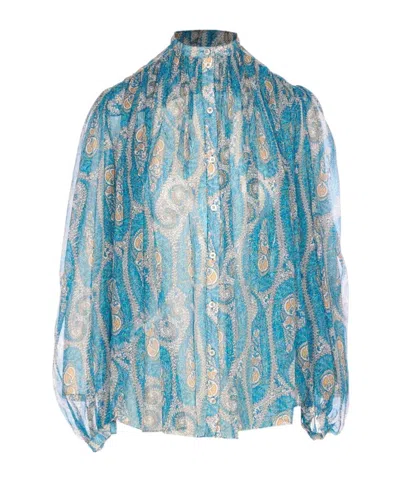 Etro Paisley Printed Shirt In Blue