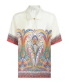 Etro Silk Shirt With Collared Neck And Print In White