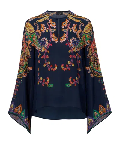 Etro Paisley Printed Silk Blouse In Animal Print