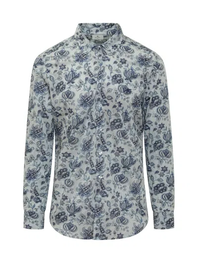 Etro Paisley Printed Slim Fit Shirt In Blue