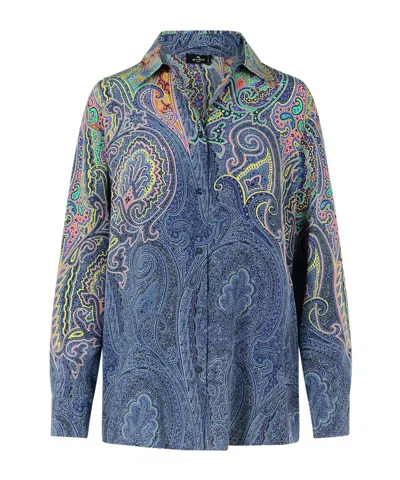 Etro Long-sleeved Shirt In Blue