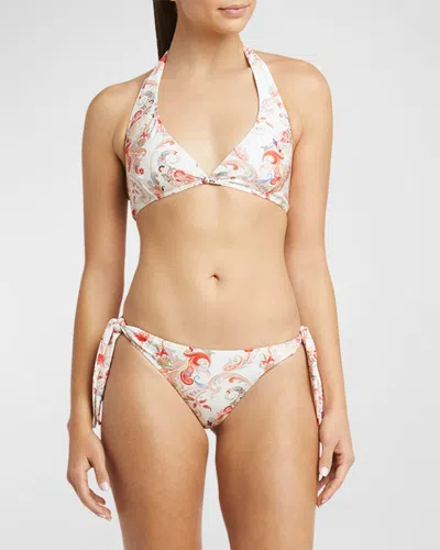 Etro Paisley Printed Two-piece Swimsuit In Print On White Base