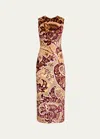 Etro Paisley Velvet And Tulle Jacquard Midi Dress In Multicol On Beige