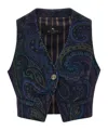 Etro Jacquard Paisley Corduroy Velvet Waistcoat In Blue