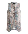Etro , Jacquard Waistcoat With Floral Paisley Motif, Woman, Multicolour, Size 46 In Gray