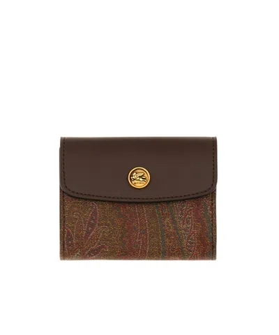 Etro Paisley-printed Wallet In Brown