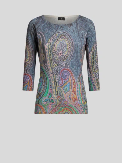Etro Paisley-pullover Aus Seide Und Kaschmir In Light Blue