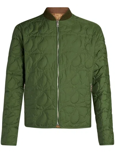 Etro Paisley-quilt Bomber Jacket In Green