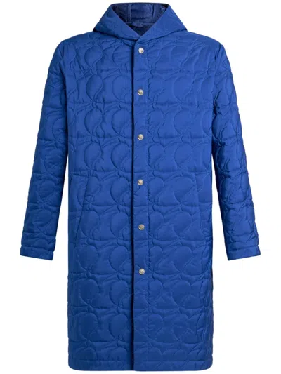 Etro , Quilted Paisley Coat, Man, Electric Blue, Size L