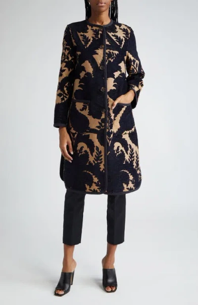 Etro Reversible Jacquard Coat In Blue