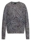 Etro Paisley Ribbed Wool Sweater In Gray