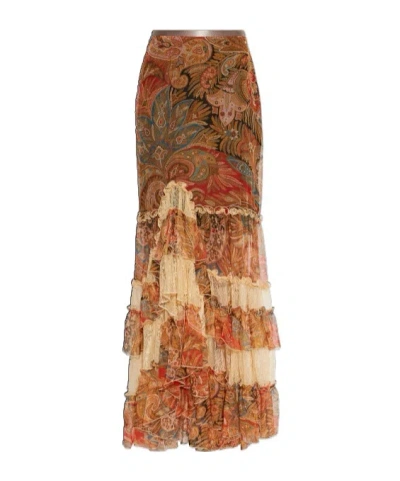Etro Ruffled Paisley-print Maxi Skirt In Multi