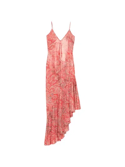 Etro Paisley Ruffled Midi Dress In Orange