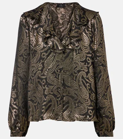 Etro Paisley Ruffled Silk-blend Blouse In Multi