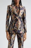 Etro Woman Blazer Midnight Blue Size 4 Polyester In Blue Multi