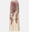 Etro Beige Printed Envers Satin Palazzo Trousers In Neutral