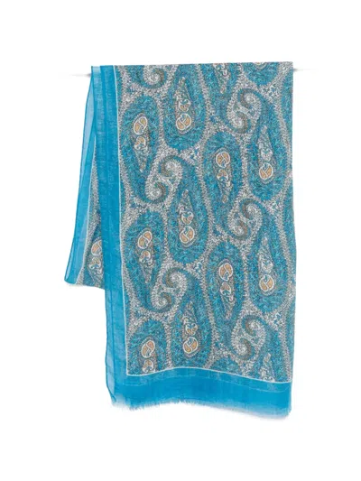 Etro Paisley Scarf In Blue