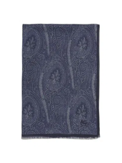 Etro Paisley Scarf In Blue