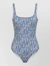 Etro Floral Backless One-piece Swimsuit In Blue