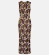 Etro Paisley Semi-sheer Midi Dress In Brown