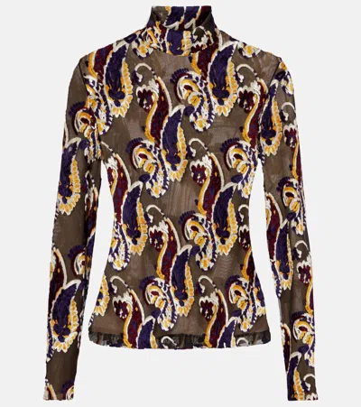 Etro Paisley Semi-sheer Top In Brown
