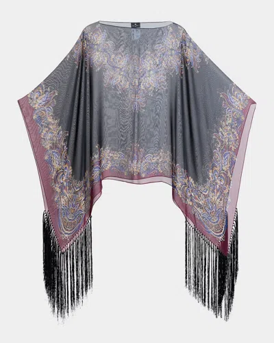 Etro Paisley Sheer Kimono In Gray