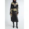 Etro Paisley Sheer Silk Poncho In Black