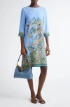 Etro Stretch Viscose Dress With Iconic Print In Stampa F.do Blu