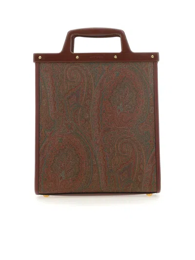 Etro Paisley Shopping Bag In Brown