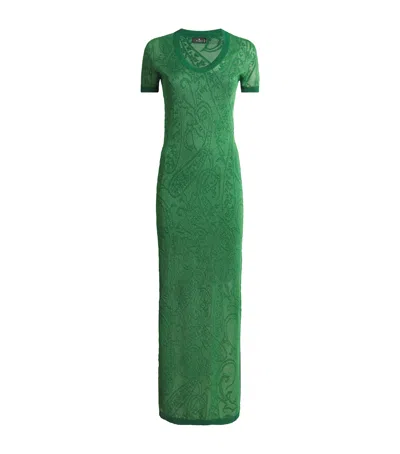 Etro Paisley-print Short-sleeve Dress In Green