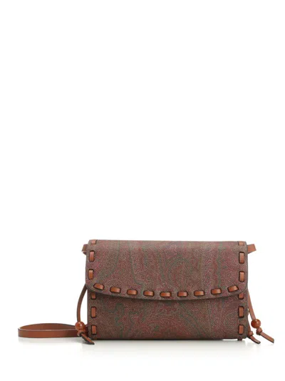 Etro Paisley Shoulder Bag Crossbody Bags Brown