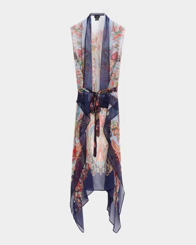 Etro Paisley Silk Belted Foulard Vest In Printed Az
