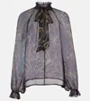 Etro Paisley Silk-blend Blouse In Gray