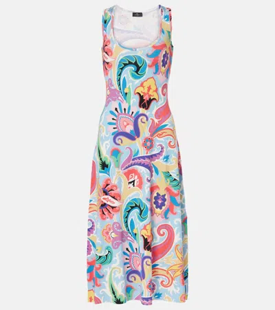Etro Paisley Silk-blend Midi Dress In Multicoloured