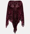Etro Paisley Silk-blend Velvet Poncho In Burgundy