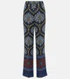 Etro Paisley-print Metallic Fil Coupé Silk-blend Wide-leg Pants In Blue