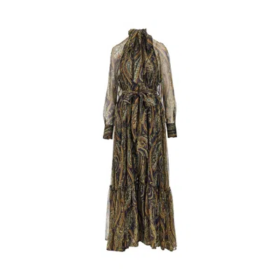 Etro Paisley Silk Creponne Maxi Dress In Multi