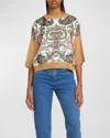 Etro Paisley Silk-inset Wool Knit Top In Print On Beige Base