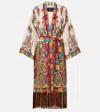 Etro Fringed Silk Oversized Jacket In Multi