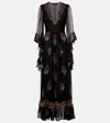 Etro Paisley Silk Maxi Dress In Blue