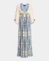 Etro Multicolor Long Dress With V Neck And All-over Paisley Print In Silk Woman In Print On White Base